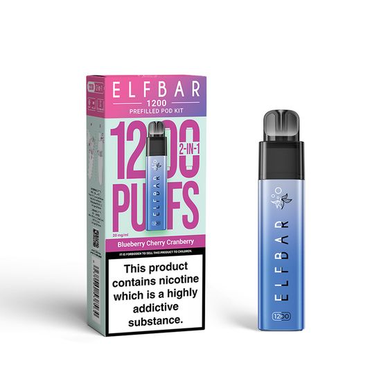 wholesale price ELFBAR 1200 PREFILLED POD KIT (UK) 1PC Strength: 2% Nic ENG | Flavor: Blueberry Cherry Cranberry