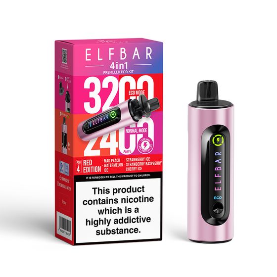 ELFBAR 4in1 Prefilled Pod Kit Flavor: Red  Edition | Strength: 2% Nic TPD ENG authentic