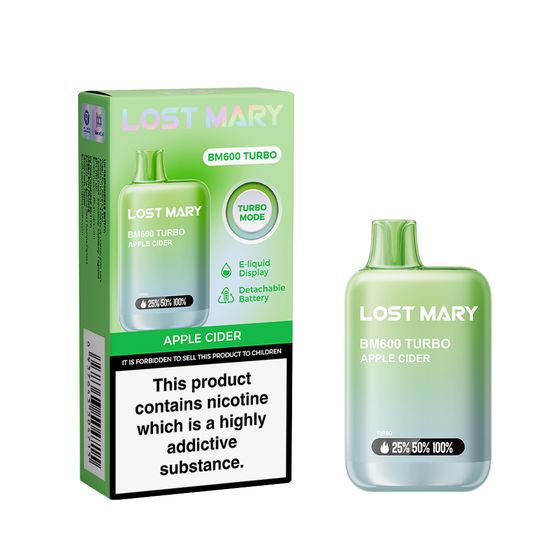 authentic LOST MARY BM600 TURBO Prefilled Pod Kit Strength: 2% Nic ENG | Flavor: Apple Cider