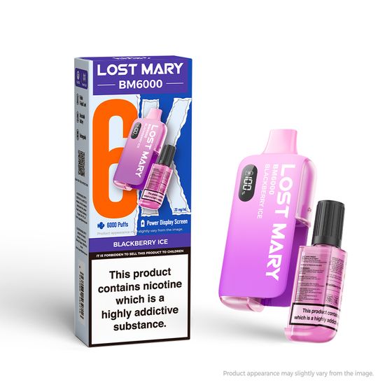 LOST MARY BM6000 Rechargeable Device (UK) 1PC Strength: 2% Nic ENG | Flavor: Blackberry Ice wholesale