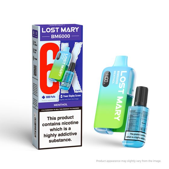 UK store LOST MARY BM6000 Rechargeable Device (UK) 1PC Strength: 2% Nic ENG | Flavor: Menthol