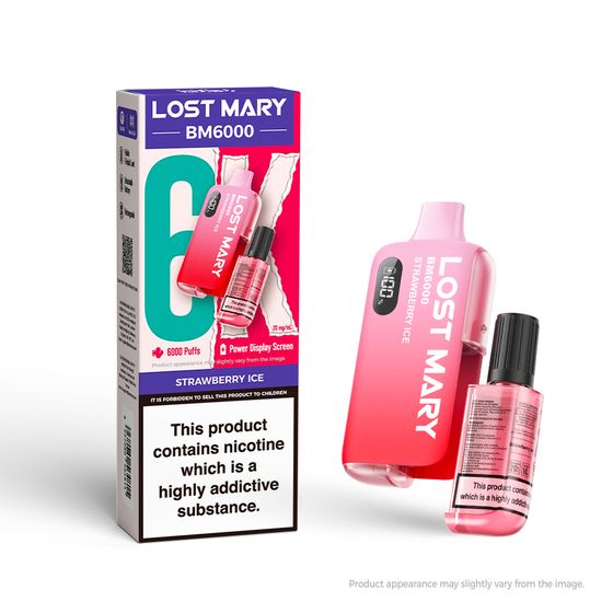 UK supplier LOST MARY BM6000 Rechargeable Device (UK) 1PC Strength: 2% Nic ENG | Flavor: Strawberry Ice