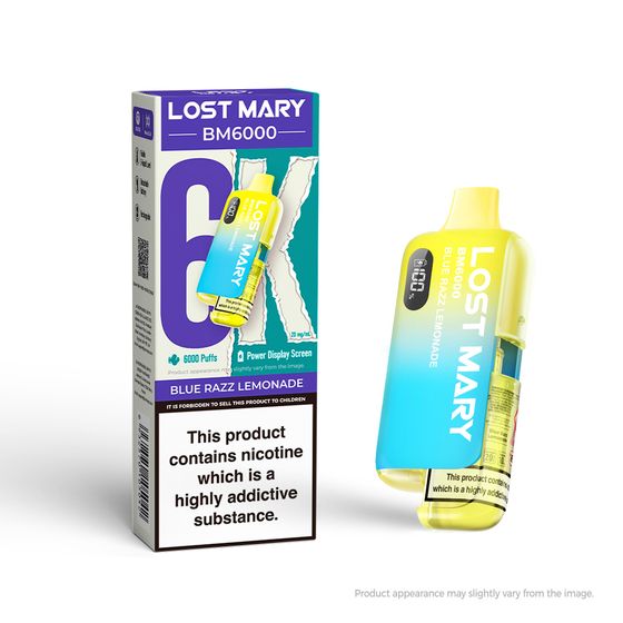 wholesale LOST MARY BM6000 Rechargeable Device (UK) 1PC Strength: 2% Nic ENG | Flavor: Blue Razz Lemonade