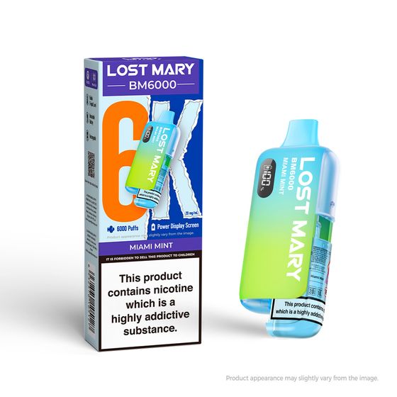 LOST MARY BM6000 Rechargeable Device (UK) 1PC Strength: 2% Nic ENG | Flavor: Miami Mint cheap