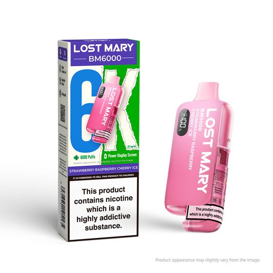 LOST MARY BM6000 Rechargeable Device (UK) 1PC Strength: 2% Nic ENG | Flavor: Strawberry Raspberry Cherry Ice cheap