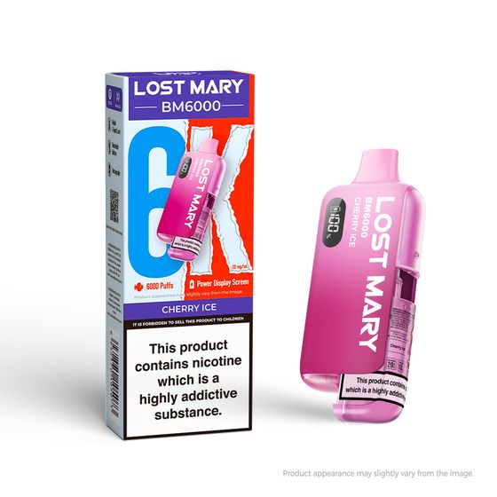 wholesale price LOST MARY BM6000 Rechargeable Device (UK) 1PC Strength: 2% Nic ENG | Flavor: Cherry Ice