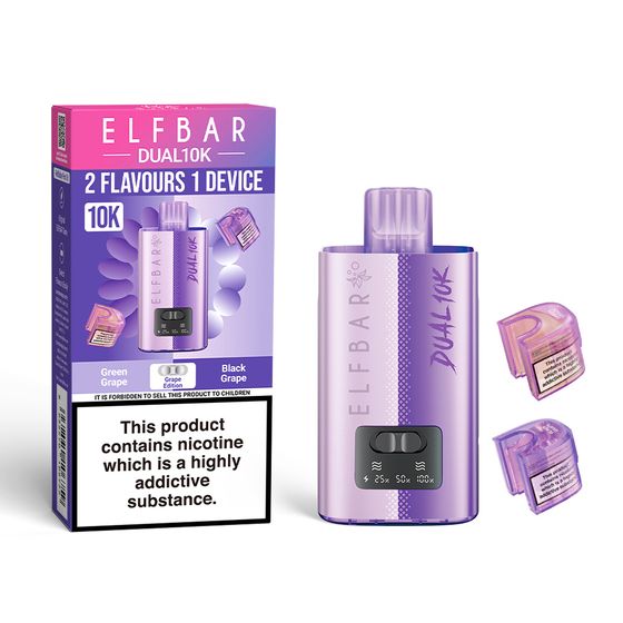 ELFBAR DUAL10K Refillable Pod Kit Strength: 2% Nic ENG | Flavor: Grape Edition UK shop