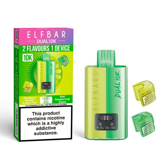 ELFBAR DUAL10K Refillable Pod Kit Strength: 2% Nic ENG | Flavor: Green Edition UK supplier