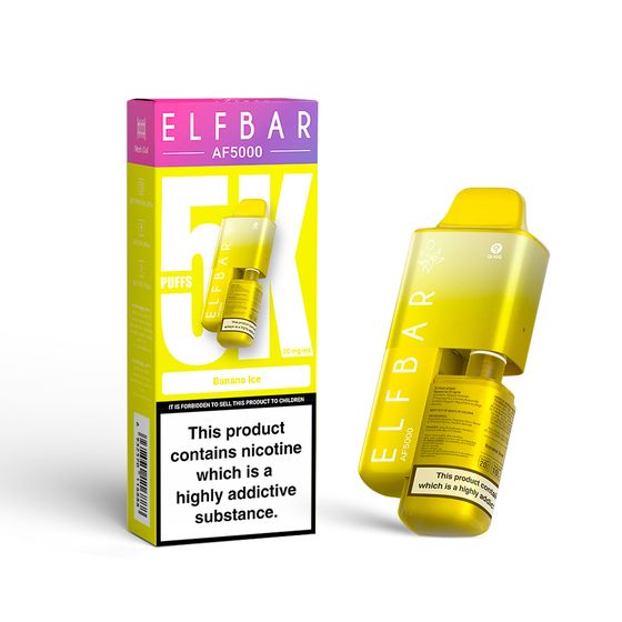 UK supplier ELFBAR AF5000 Rechargeable Device Strength: 2% Nic ENG | Flavor: Banana Ice