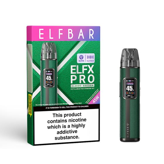 cheap ELFBAR ELFX PRO Classic Edition Refillable Dual Mesh Pod Kit 1×2 (0.6Ω/ 0.8Ω) (UK) 1PC Color: Forest