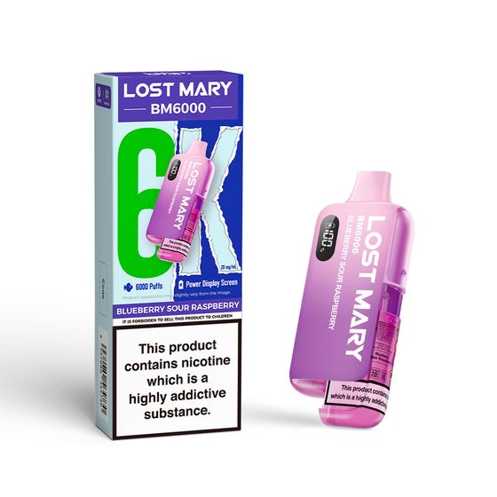 LOST MARY BM6000 Rechargeable Device (UK) 1PC Strength: 2% Nic ENG | Flavor: Blueberry Sour Raspberry cheap