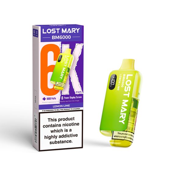 for wholesale LOST MARY BM6000 Rechargeable Device (UK) 1PC Strength: 2% Nic ENG | Flavor: Lemon Lime