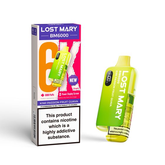 wholesale LOST MARY BM6000 Rechargeable Device (UK) 1PC Strength: 2% Nic ENG | Flavor: Kiwi Passion Fruit Guava