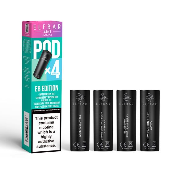 UK supplier ELFBAR 4in1 Prefilled Pod×4 Strength: 2% Nic ENG | Flavor: EB Edition