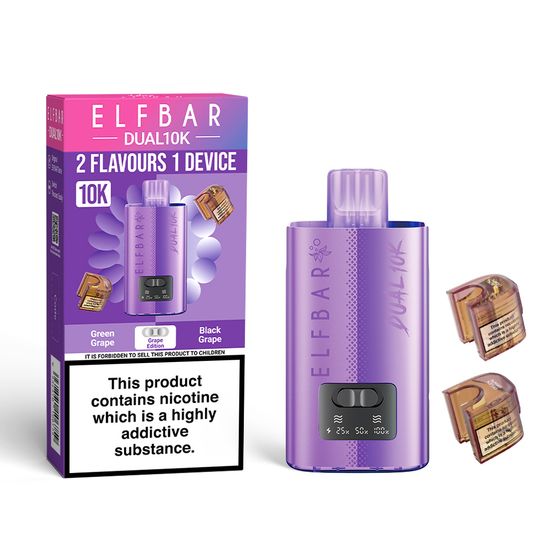 wholesale price ELFBAR DUAL10K Refillable Pod Kit Strength: 2% Nic ENG | Flavor: Grape Edition