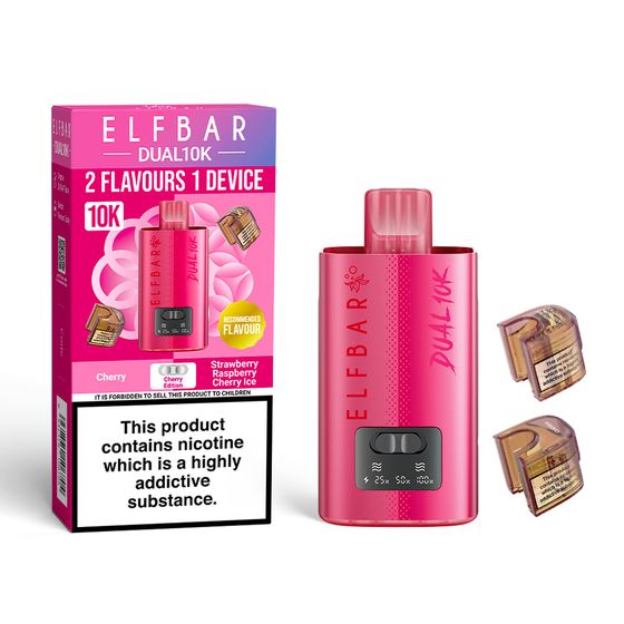 UK store ELFBAR DUAL10K Refillable Pod Kit Strength: 2% Nic ENG | Flavor: Cherry Edition