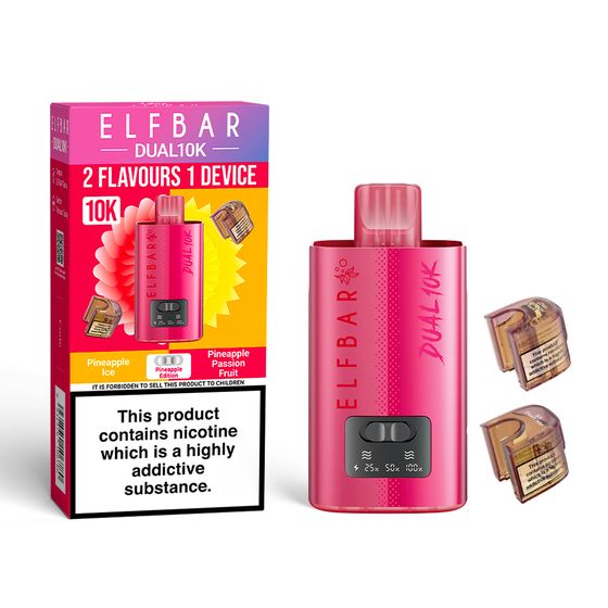 authentic ELFBAR DUAL10K Refillable Pod Kit Strength: 2% Nic ENG | Flavor: Pineapple Edition