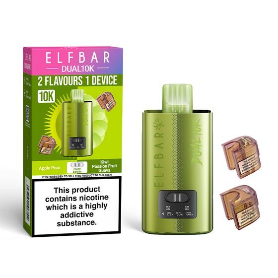 UK supplier ELFBAR DUAL10K Refillable Pod Kit Strength: 2% Nic ENG | Flavor: Fruity Edition