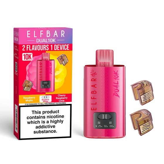 ELFBAR DUAL10K Refillable Pod Kit Strength: 2% Nic ENG | Flavor: Raspberry Edition wholesale