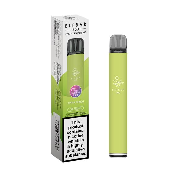 UK shop ELFBAR 600 Prefilled Pod Kit Strength: 2% Nic ENG | Flavor: Apple Peach