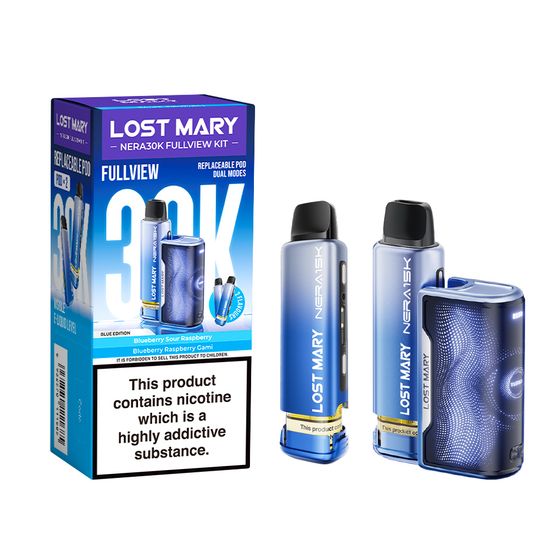 UK supplier LOST MARY NERA30K FULLVIEW Refillable Pod Kit (UK) 1PC Strength: 2% Nic ENG | Flavor: Blue Edition