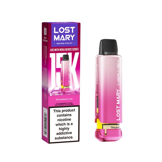 LOST MARY NERA15K Refillable Pod Kit (UK) 1PC Strength: 2% Nic ENG | Flavor: Strawberry Ice UK wholesale