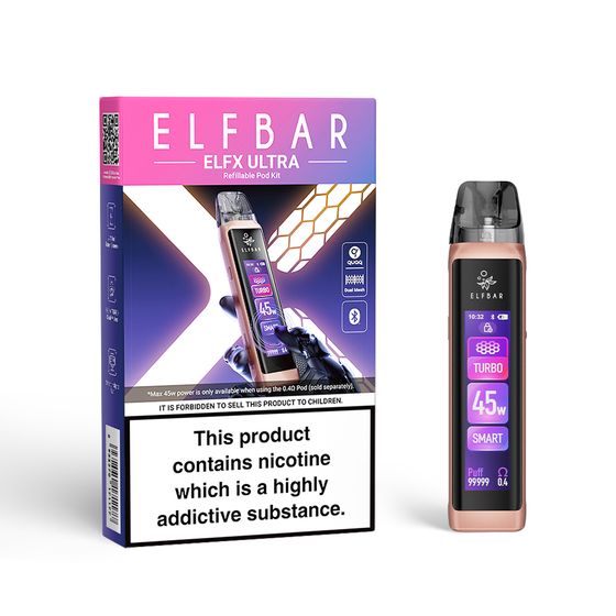 ELFBAR ELFX ULTRA Refillable Dual Mesh Pod Kit Color: Pink UK supplier