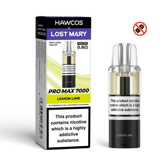 HAWCOS×LOST MARY PRO MAX 7000 Refillable Pod Strength: 2% Nic ENG | Flavor: Lemon Lime UK supplier