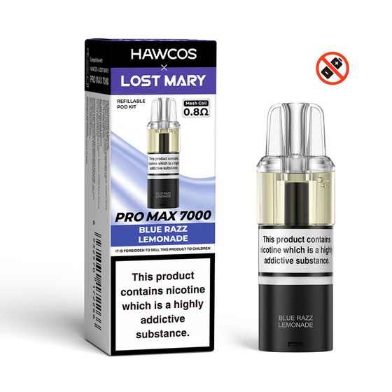 HAWCOS×LOST MARY PRO MAX 7000 Refillable Pod Strength: 2% Nic ENG | Flavor: Blue Razz Lemonade wholesale price