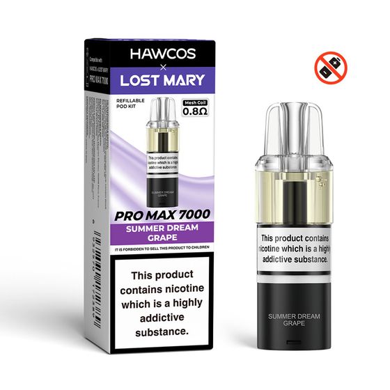 wholesale price HAWCOS×LOST MARY PRO MAX 7000 Refillable Pod Strength: 2% Nic ENG | Flavor: Summer Dream Grape