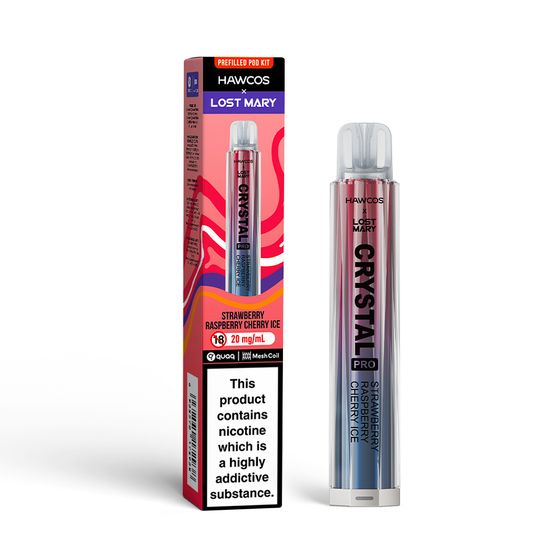 [NEW] HAWCOS × LOST MARY Crystal Pro KIT (UK) 1PC Flavor: Strawberry Raspberry Cherry Ice UK wholesale