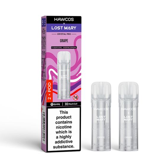 HAWCOS × LOST MARY Crystal Pro Prefilled Pod 2ML × 2 (UK) 1PC Flavor: Grape UK shop