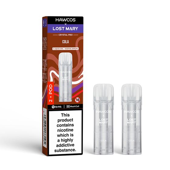 HAWCOS × LOST MARY Crystal Pro Prefilled Pod 2ML × 2 (UK) 1PC Flavor: Cola UK supplier