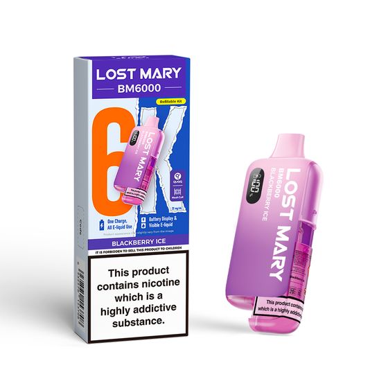 [NEW] LOST MARY BM6000 Refillable Pod Kit -F (UK) 1PC Strength: 2% Nic ENG | Flavor: Blackberry Ice cheap