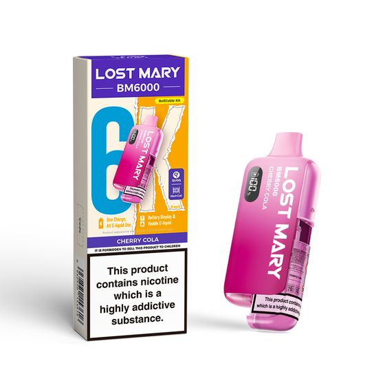 UK supplier [NEW] LOST MARY BM6000 Refillable Pod Kit -F (UK) 1PC Strength: 2% Nic ENG | Flavor: Cherry Cola