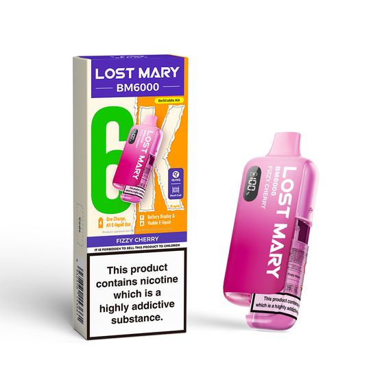 UK shop [NEW] LOST MARY BM6000 Refillable Pod Kit -F (UK) 1PC Strength: 2% Nic ENG | Flavor: Fizzy Cherry