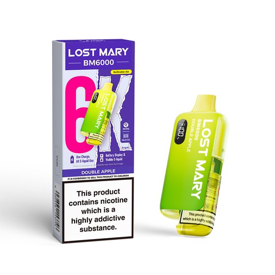 [NEW] LOST MARY BM6000 Refillable Pod Kit -F (UK) 1PC Strength: 2% Nic ENG | Flavor: Double Apple UK supplier
