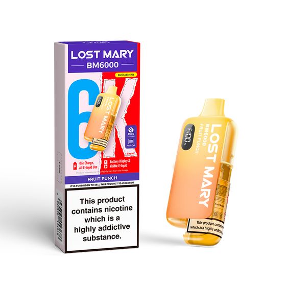 cheap [NEW] LOST MARY BM6000 Refillable Pod Kit -F (UK) 1PC Strength: 2% Nic ENG | Flavor: Fruit Punch