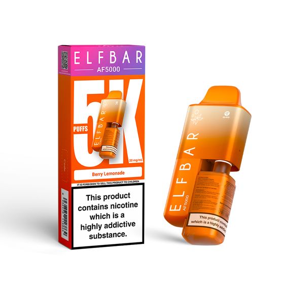 UK store [NEW] ELFBAR AF5000 Refillable Pod Kit -A (UK) Strength: 2% Nic ENG | Flavor: Berry Lemonade