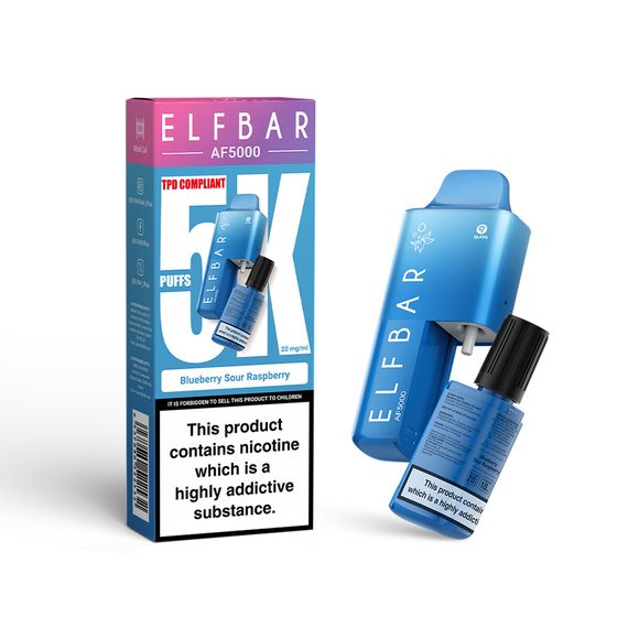 [NEW] ELFBAR AF5000 Refillable Pod Kit -A (UK) Strength: 2% Nic ENG | Flavor: Blueberry Sour Raspberry cheap