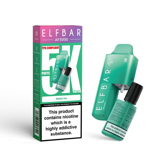 UK store [NEW] ELFBAR AF5000 Refillable Pod Kit -A (UK) Strength: 2% Nic ENG | Flavor: Melon Ice