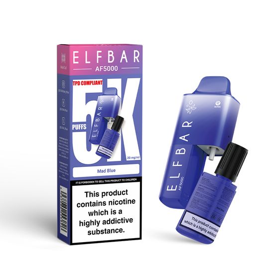 [NEW] ELFBAR AF5000 Refillable Pod Kit -A (UK) Strength: 2% Nic ENG | Flavor: Mad Blue authentic