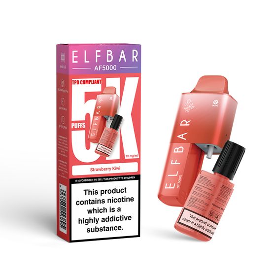 wholesale price [NEW] ELFBAR AF5000 Refillable Pod Kit -A (UK) Strength: 2% Nic ENG | Flavor: Strawberry Kiwi