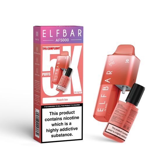 [NEW] ELFBAR AF5000 Refillable Pod Kit -A (UK) Strength: 2% Nic ENG | Flavor: Peach Ice cheap