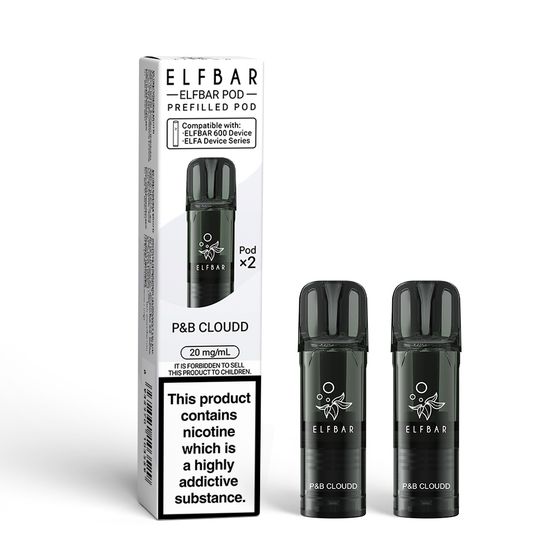 ELFBAR 600 Prefilled Pod × 2 (UK) 1PC Strength: 2% Nic ENG | Flavor: P&B cloudd UK shop