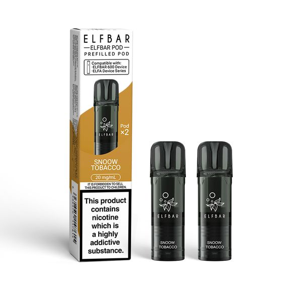 ELFBAR 600 Prefilled Pod × 2 (UK) 1PC Strength: 2% Nic ENG | Flavor: Snoow Tobacco cheap