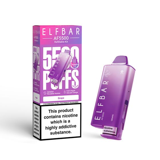 [NEW] ELFBAR AF5500 Refillable Kit (UK) Flavor: Grape UK store