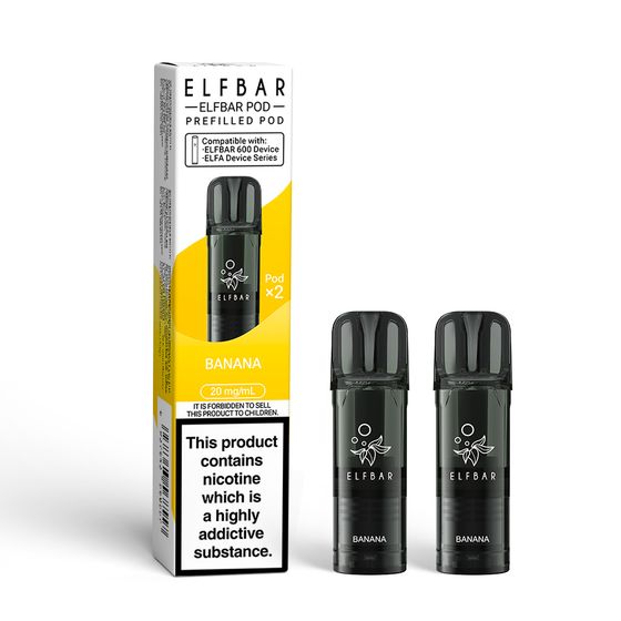 UK shop ELFBAR 600 Prefilled Pod × 2 (UK) 1PC Strength: 2% Nic ENG | Flavor: Banana