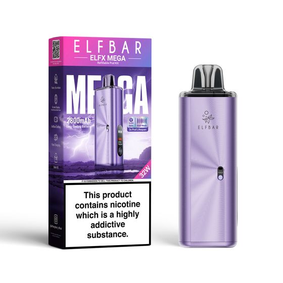 ELFBAR ELFX MEGA Refillable Pod Kit Flavor: Purple authentic