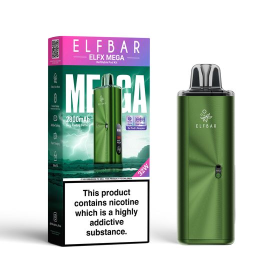 UK shop ELFBAR ELFX MEGA Refillable Pod Kit Flavor: Green